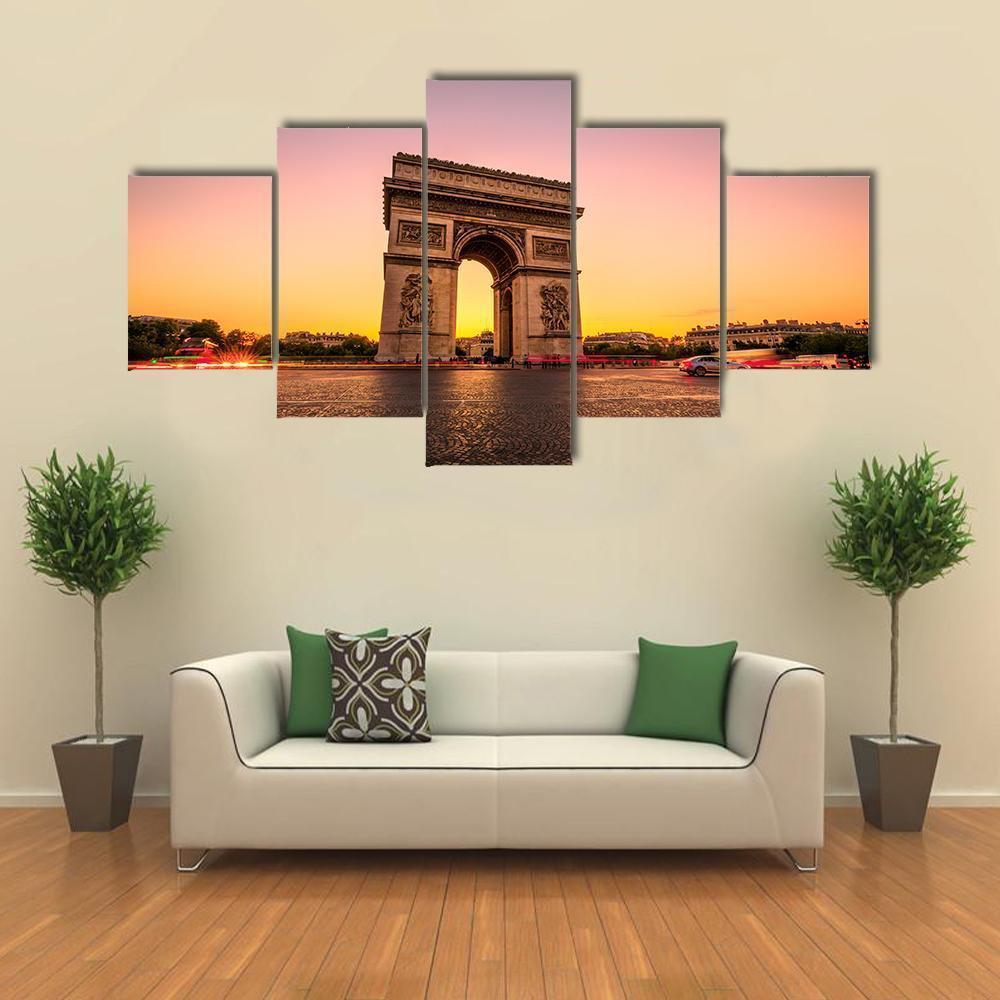 Arch Of Triumph At Twilight Nature Canvas Wall Art