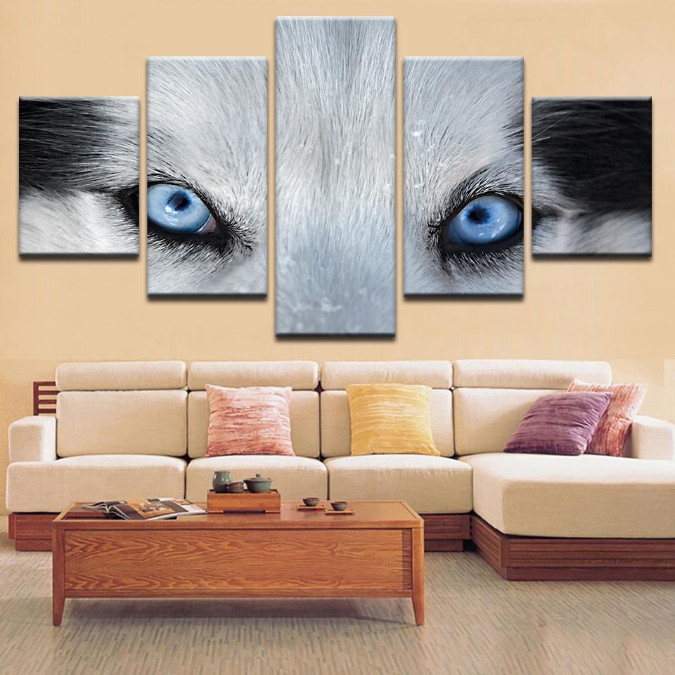 Arctic Wolf Eyes Animal Canvas Wall Art
