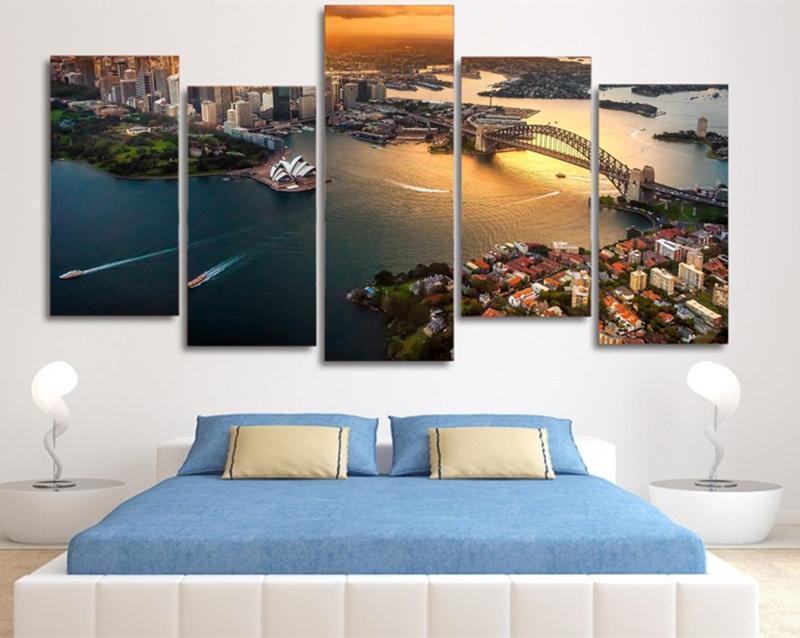 Arial Photo Of Sydney Harbour Sunset Nature Canvas Wall Art