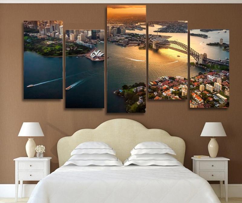 Arial Photo Of Sydney Harbour Sunset Nature Canvas Wall Art