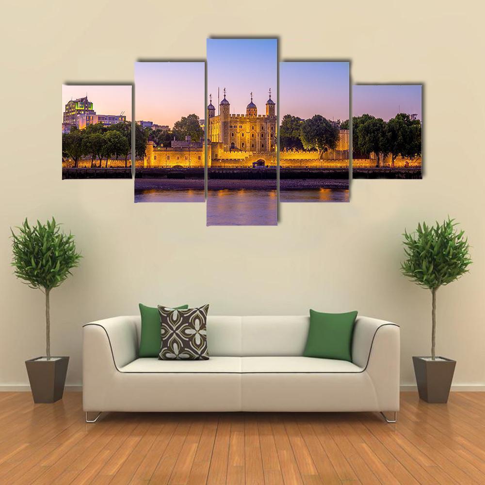 Arial View Of London At Night Nature Canvas Wall Art