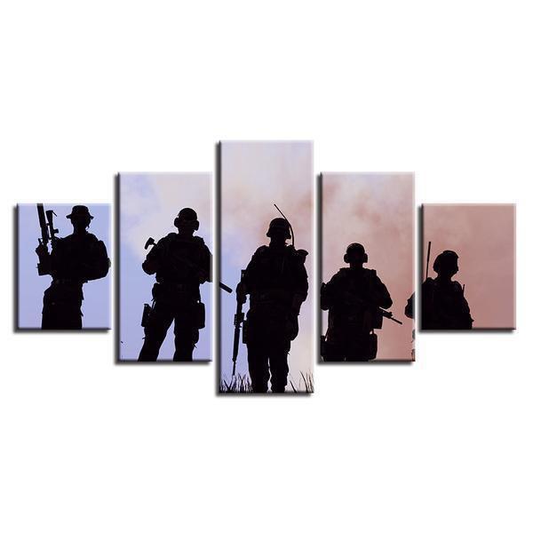 Army Military Soldiers Memorial Silhouette Army Canvas Wall Art