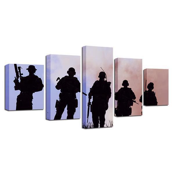 Army Military Soldiers Memorial Silhouette Army Canvas Wall Art