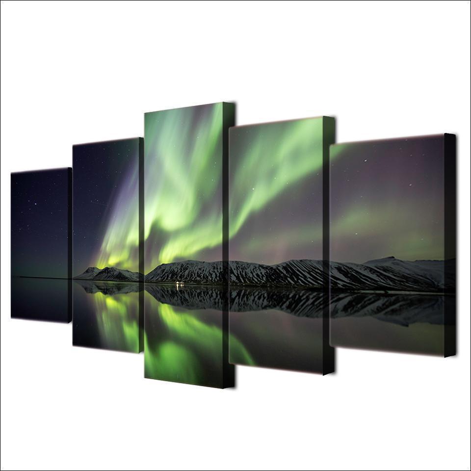 Art Aurora Lake Mountain Shadow Space Universe Canvas Wall Art