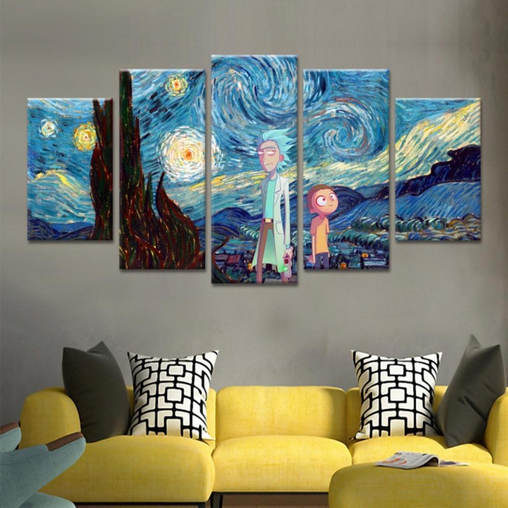 Art Rick And Morty Cartoon Canvas Wall Art