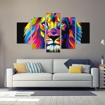 Artistic Lion's Head Animal Canvas Wall Art