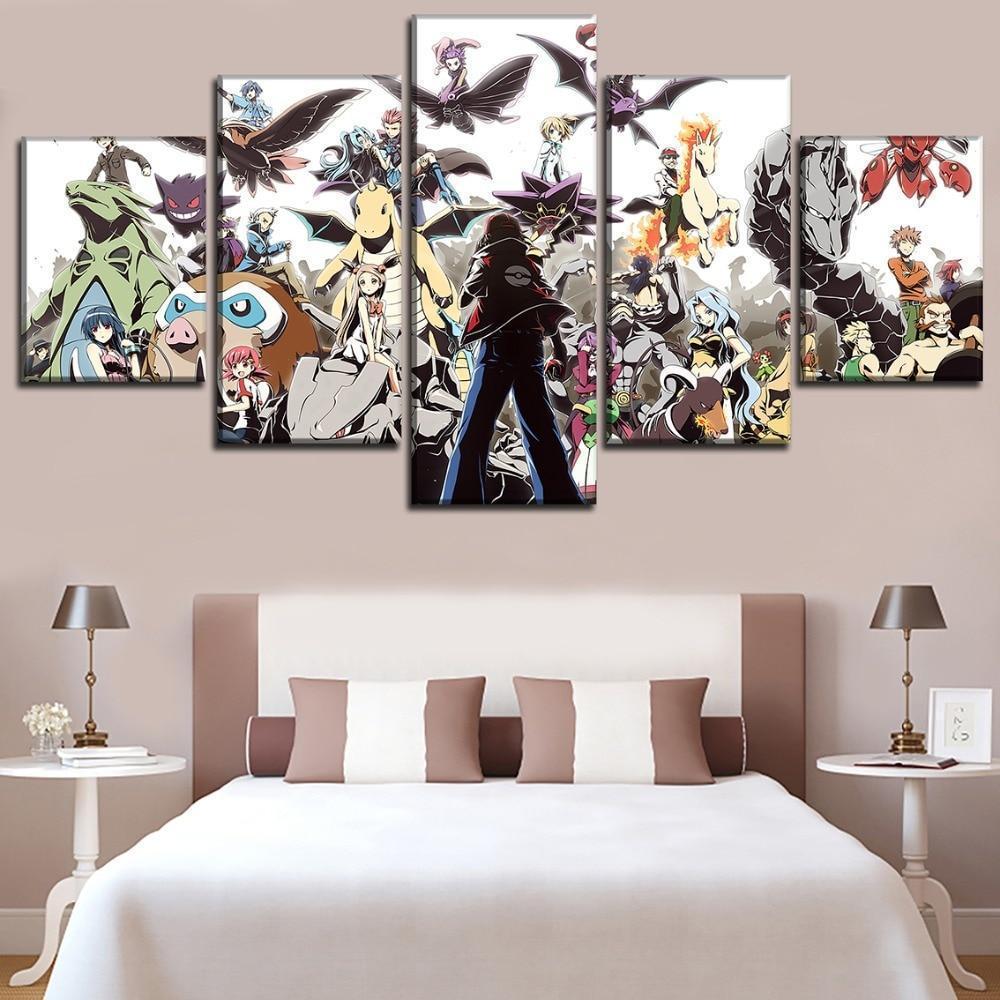 Pokemon Ash Ketchum And Other Characters Anime Canvas Wall Art