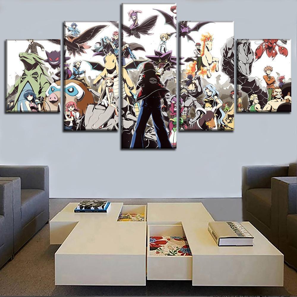 Pokemon Ash Ketchum And Other Characters Anime Canvas Wall Art