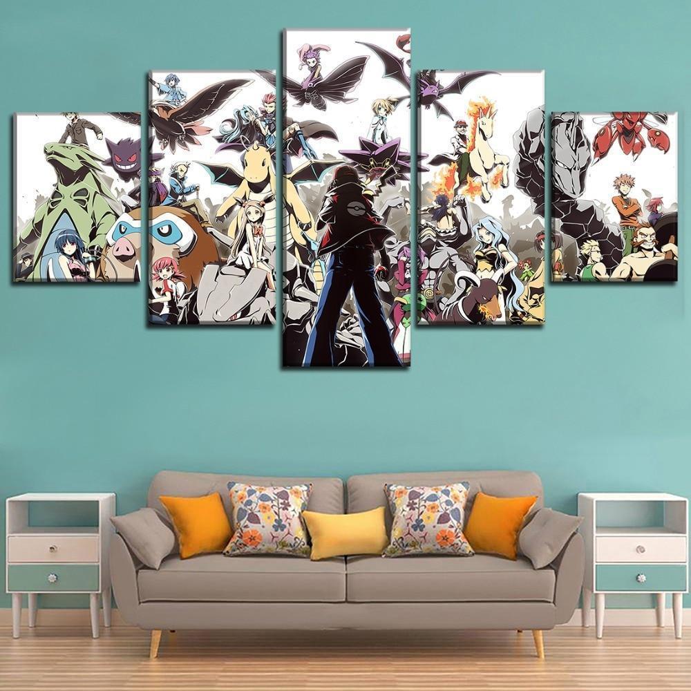 Pokemon Ash Ketchum And Other Characters Anime Canvas Wall Art