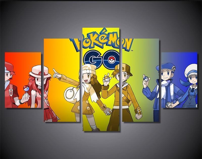 Pokemon Ash Ketchum And Serena Anime Canvas Wall Art