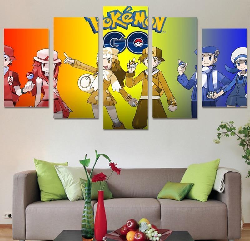 Pokemon Ash Ketchum And Serena Anime Canvas Wall Art