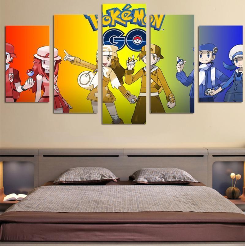 Pokemon Ash Ketchum And Serena Anime Canvas Wall Art