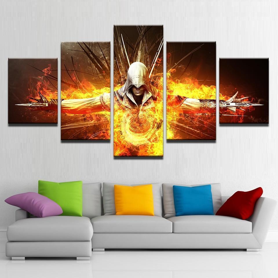 Assassin's Creed Burning Gaming Canvas Wall Art