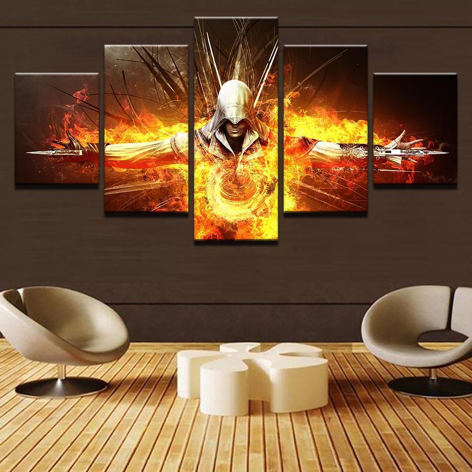 Assassin's Creed Burning Gaming Canvas Wall Art