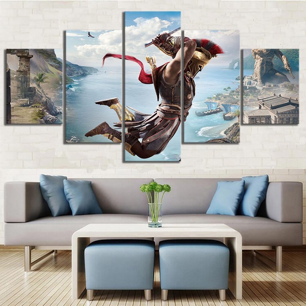 Assassin's Creed Odyssey Jumping Gaming Canvas Wall Art