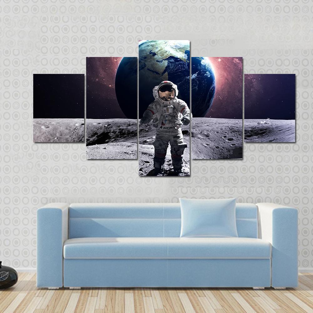 Astronaut Spacewalk On The Moon Space Canvas Wall Art