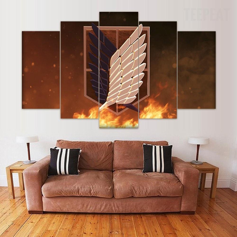 Attack On Titan The Symbol Of Scouting Legion Poster 3 Anime Canvas Wall Art