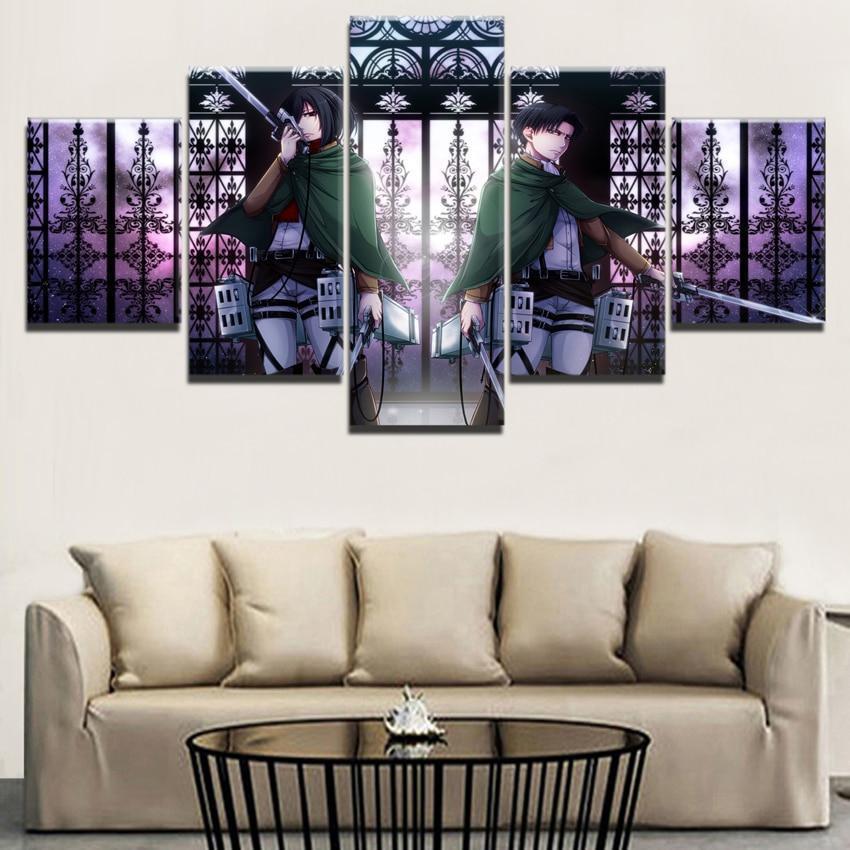 Attack On Titan Captain Levi And Mikasa Anime Canvas Wall Art