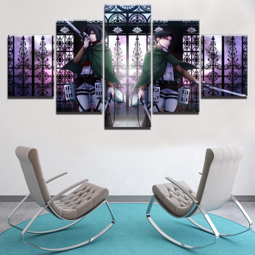 Attack On Titan Captain Levi And Mikasa Anime Canvas Wall Art