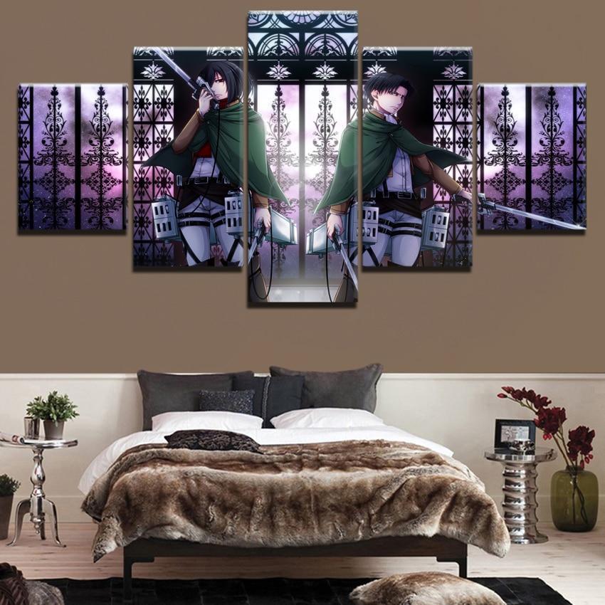 Attack On Titan Captain Levi And Mikasa Anime Canvas Wall Art