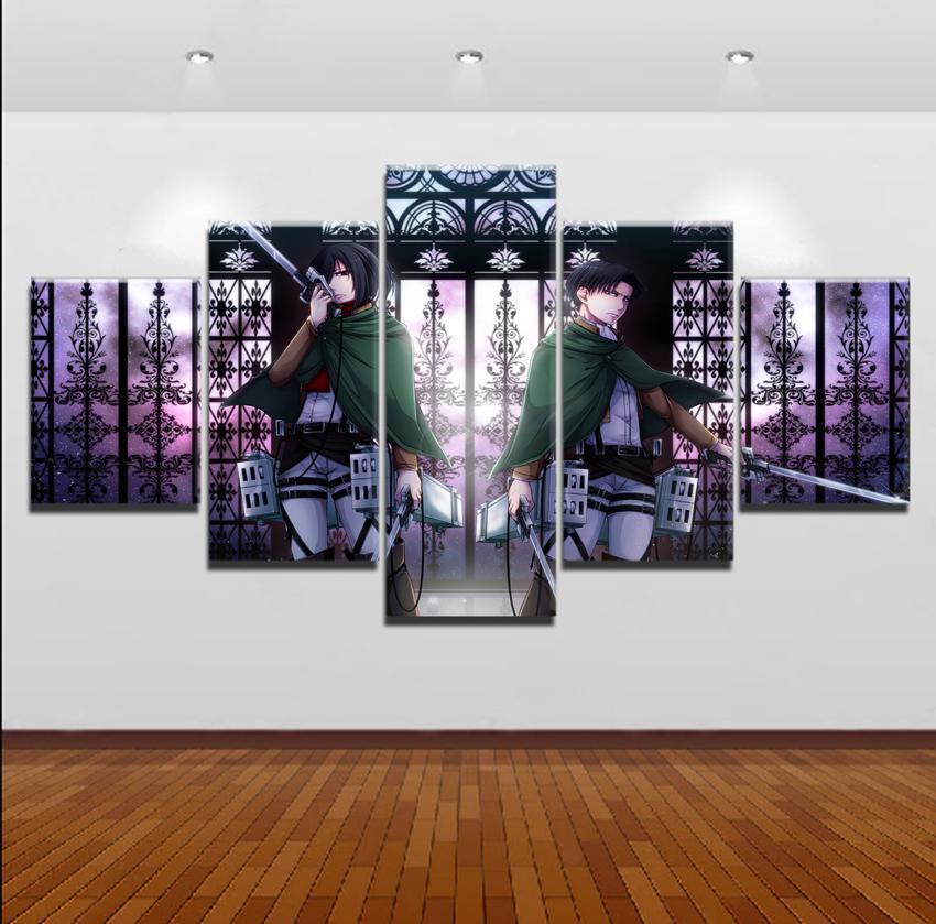Attack On Titan Captain Levi And Mikasa Anime Canvas Wall Art
