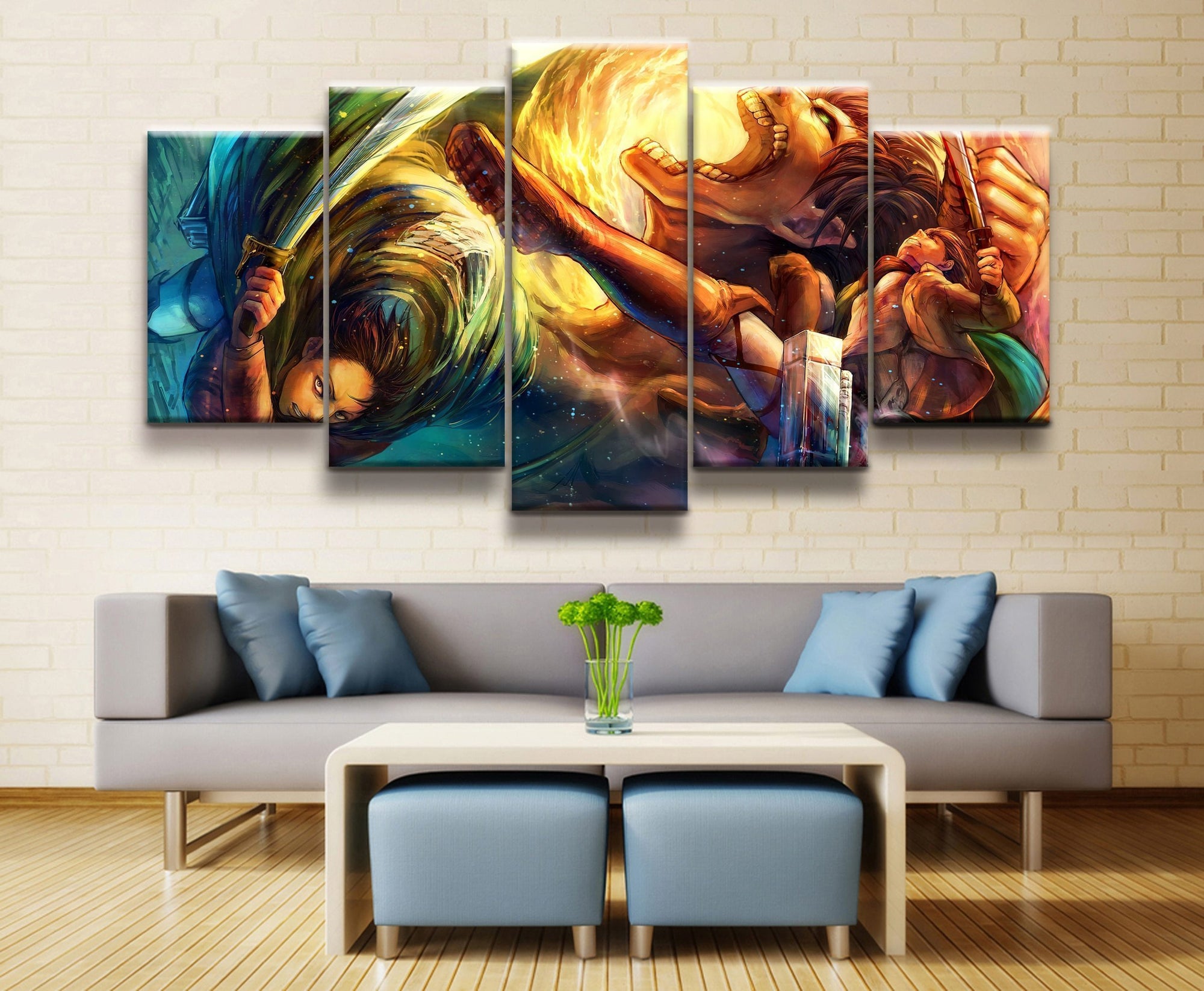 Attack On Titan Let's Fight The Titan Anime Canvas Wall Art