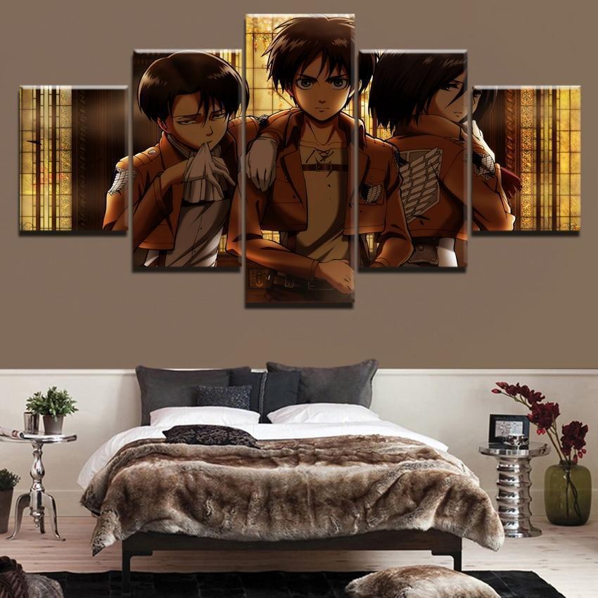 Attack On Titan Levi - Eren - Mikasa Anime Canvas Wall Art