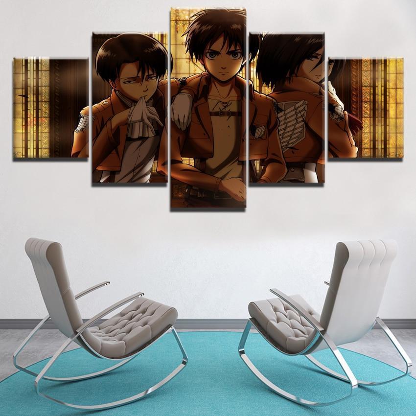 Attack On Titan Levi - Eren - Mikasa Anime Canvas Wall Art