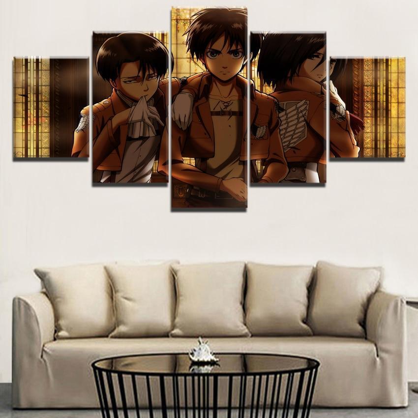 Attack On Titan Levi - Eren - Mikasa Anime Canvas Wall Art