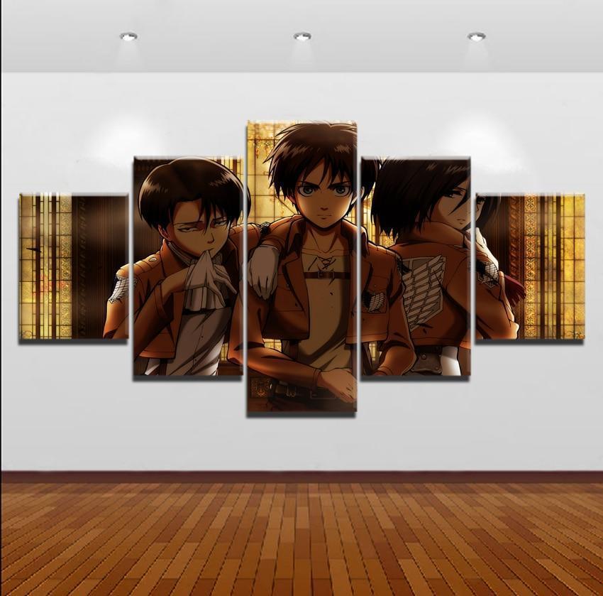 Attack On Titan Levi - Eren - Mikasa Anime Canvas Wall Art