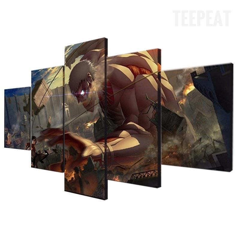 Attack On Titan : Mikasa Vs. Titan Anime Canvas Wall Art
