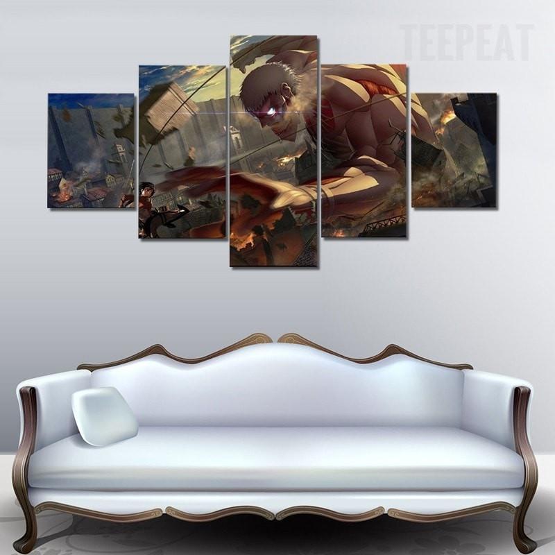 Attack On Titan : Mikasa Vs. Titan Anime Canvas Wall Art