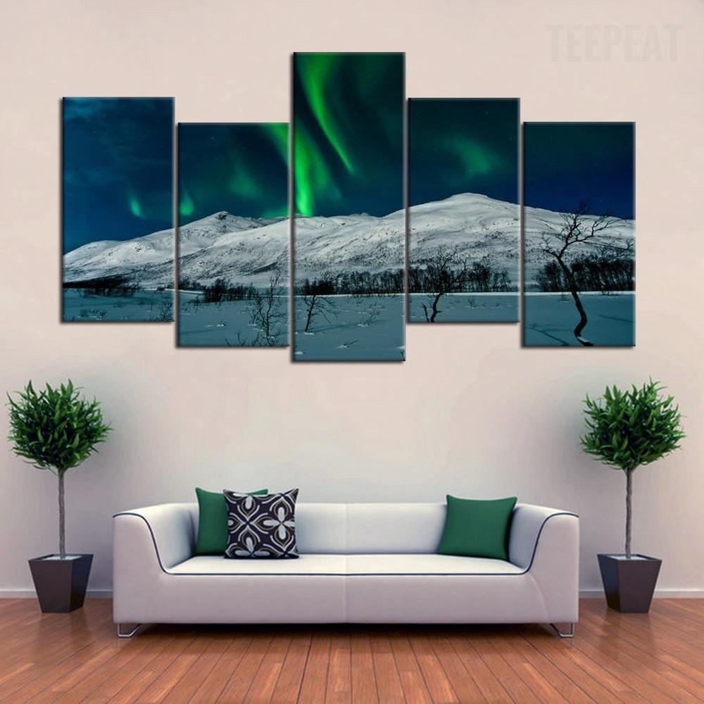 Aurora Borealis Scenery Nature Canvas Wall Art