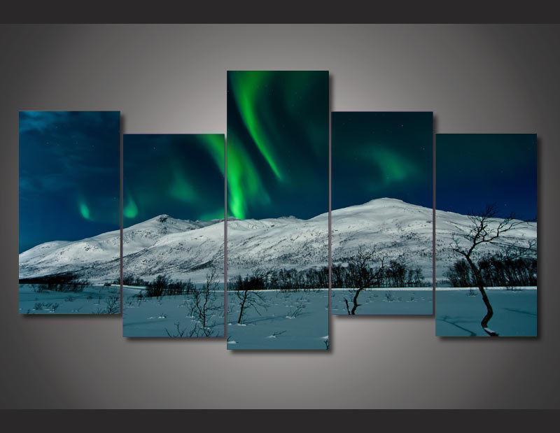 Aurora Borealis Scenery Nature Canvas Wall Art