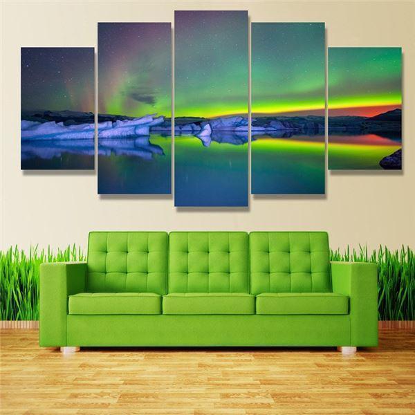 Aurora Borealis "Shades Of Green" Nature Canvas Wall Art