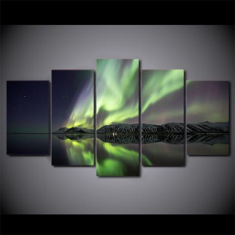 Aurora Lake Mountain Nature Canvas Wall Art
