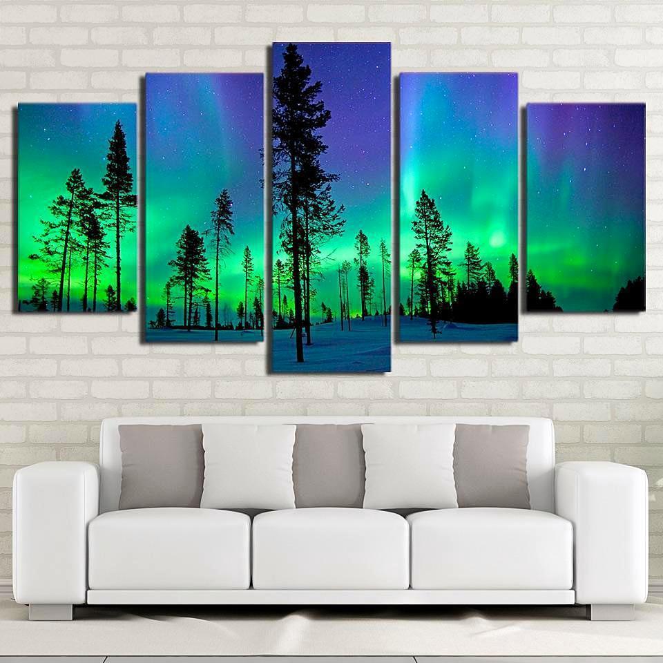 Aurora Light Space Universe Canvas Wall Art