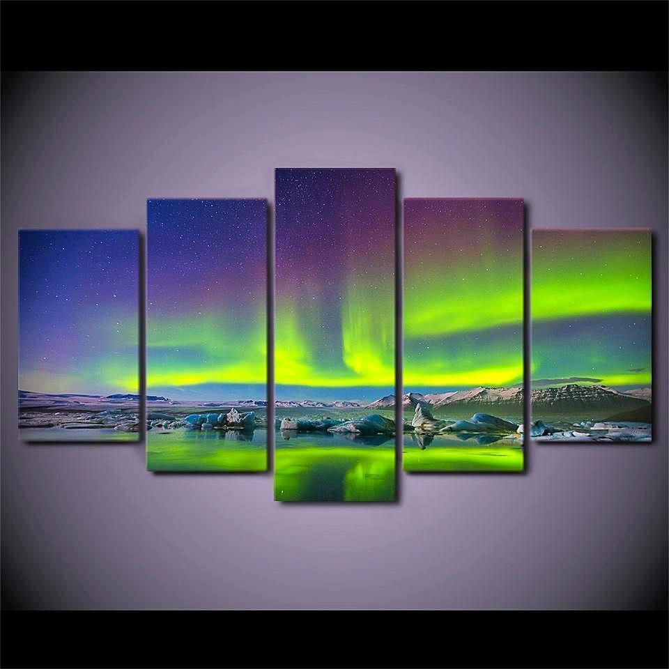 Aurora Psychedelic Starry Sky Space Universe Canvas Wall Art