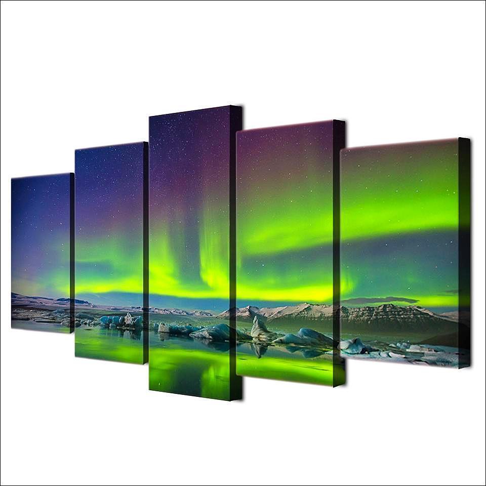 Aurora Psychedelic Starry Sky Space Universe Canvas Wall Art