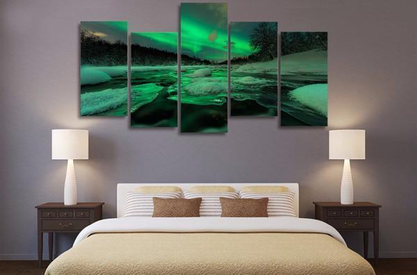 Aurora South Norway Lights Sky Nature Canvas Wall Art