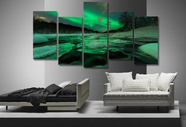 Aurora South Norway Lights Sky Nature Canvas Wall Art