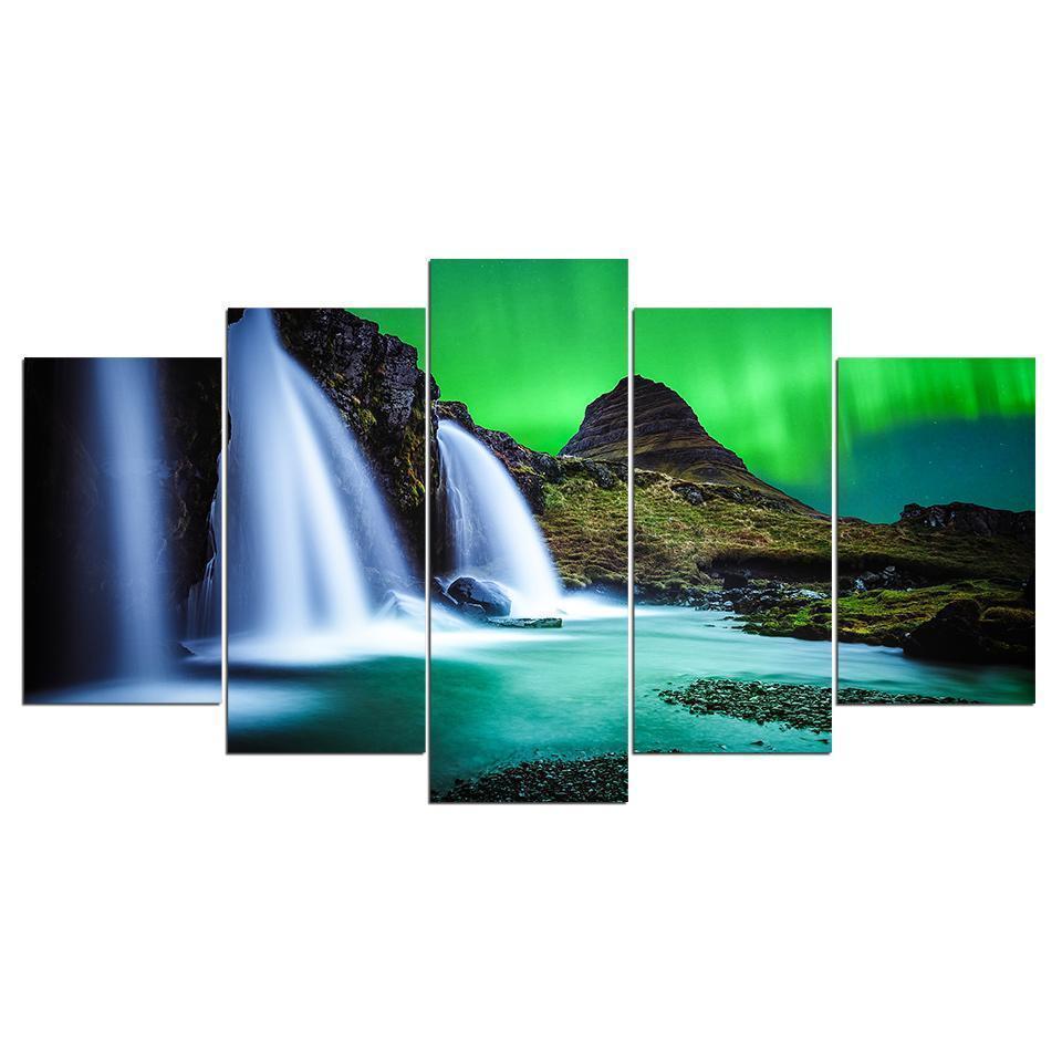 Aurora Waterfalls Nature Canvas Wall Art