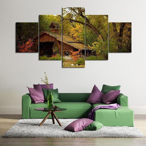 Autumn Barn Nature Canvas Wall Art
