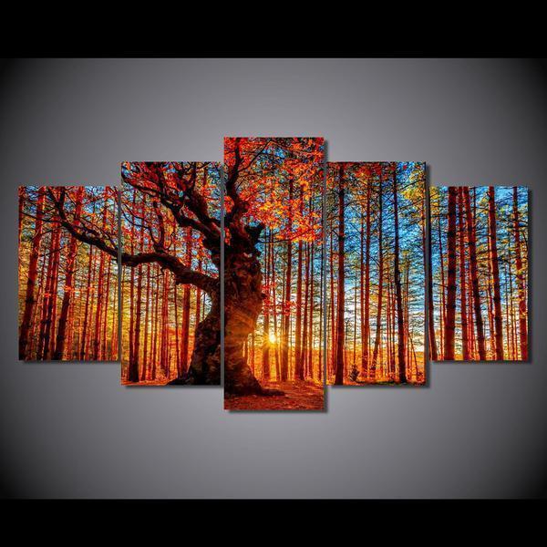 Autumn Fall Forest Trees Foliage Nature Canvas Wall Art