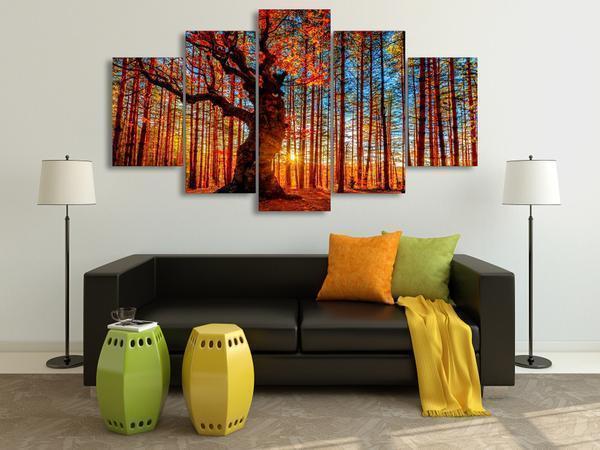 Autumn Fall Forest Trees Foliage Nature Canvas Wall Art