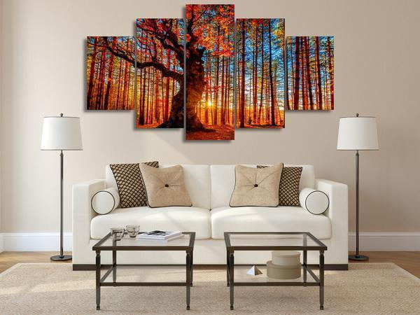 Autumn Fall Forest Trees Foliage Nature Canvas Wall Art