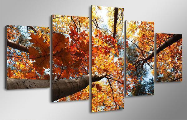 Autumn Fall Print Trees Gold Leaves Nature Canvas Wall Art
