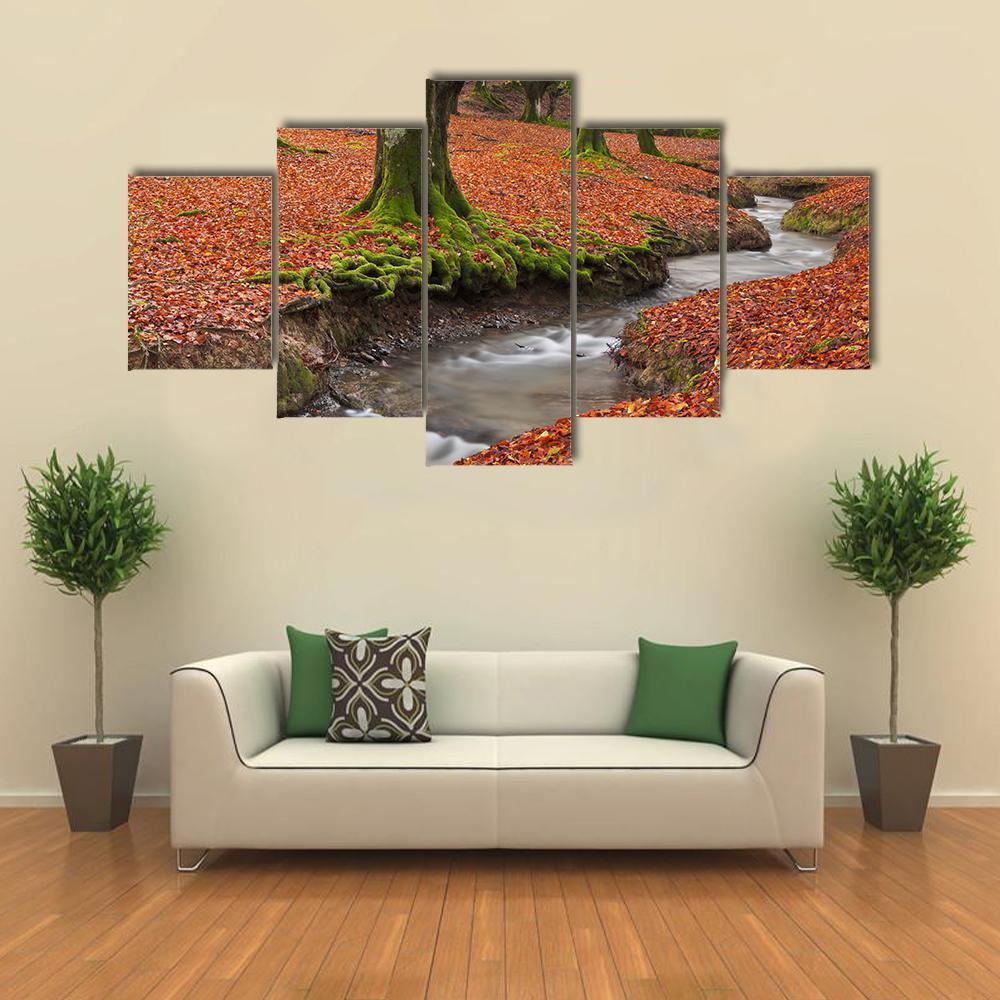 Autumn Season In The Forest Nature Canvas Wall Art