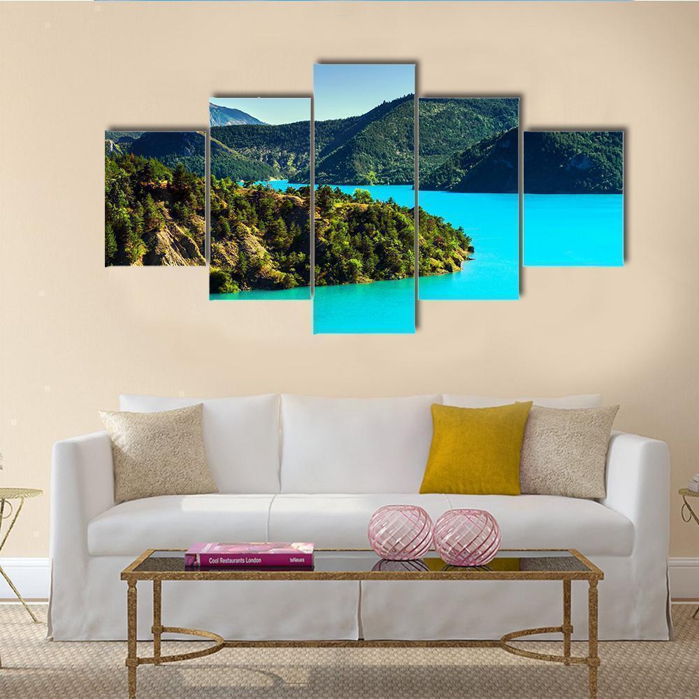Azure Water Of Lac De La Castillon In France Nature Canvas Wall Art
