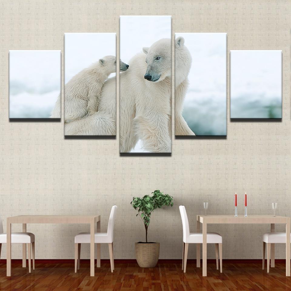 Baby Polar Bears Animal Canvas Wall Art